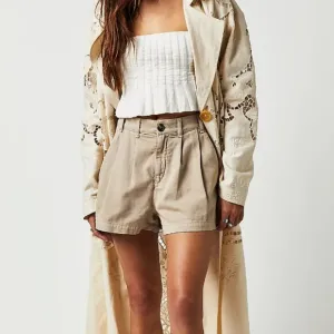 Free People Billie Chino Shorts Almond Milk Size 10 NWT