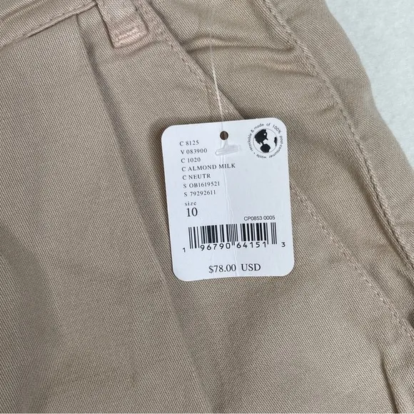 Free People Billie Chino Shorts Almond Milk Size 10 NWT