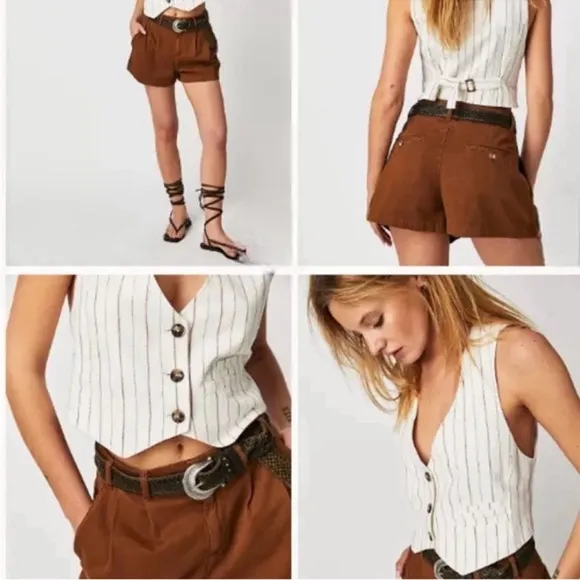 Free People Billie Chino Shorts Cigar Brown Size 8