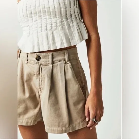 Free People Billie Chino Shorts Tan/Khaki