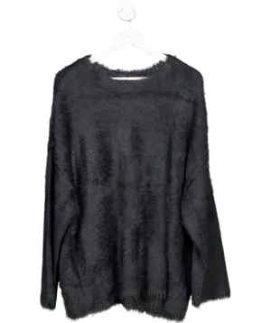 Free People Black Harrison Bunny Super soft Crew Neck Jumper UK S