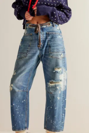 Free People: Moxie Low Slung Pull On Barrel Pant in Calypso