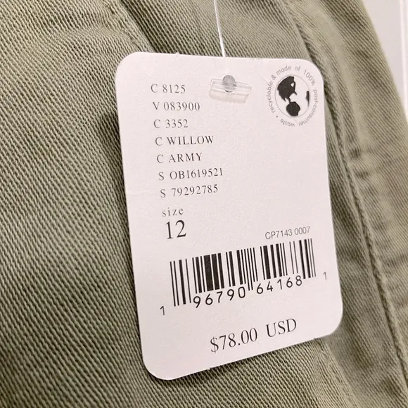 Free People NWT FP Billie Chino Size 12 Shorts in Willow 🤍