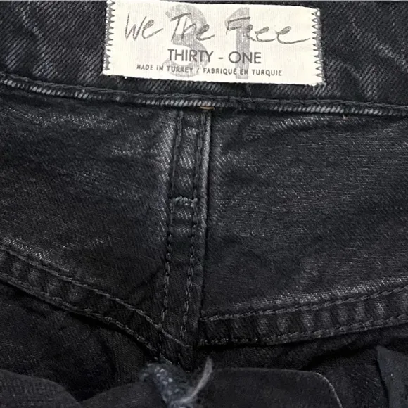 Free People Tapered Boyfriend Jeans in Obsidian Black, Distressed NEW NWT