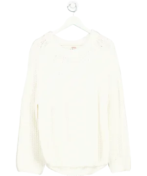 Free People White Take Me Home 100% Cotton Jumper UK XS