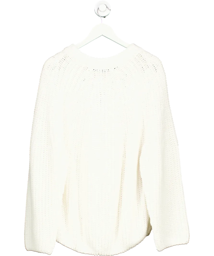 Free People White Take Me Home 100% Cotton Jumper UK XS