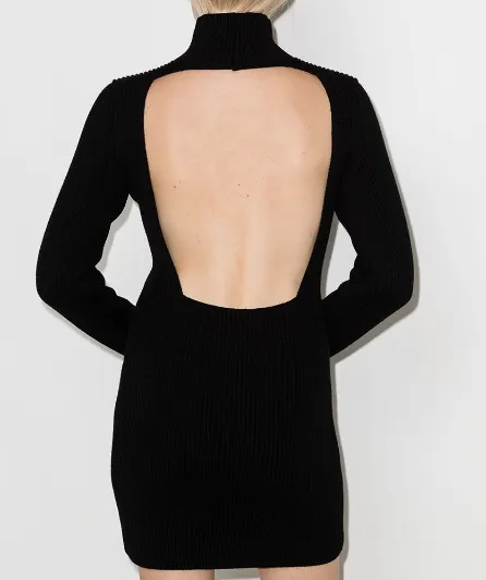 Gauge 81 Black Open Back Virgin Wool Mini Dress  SZ XS UK 8