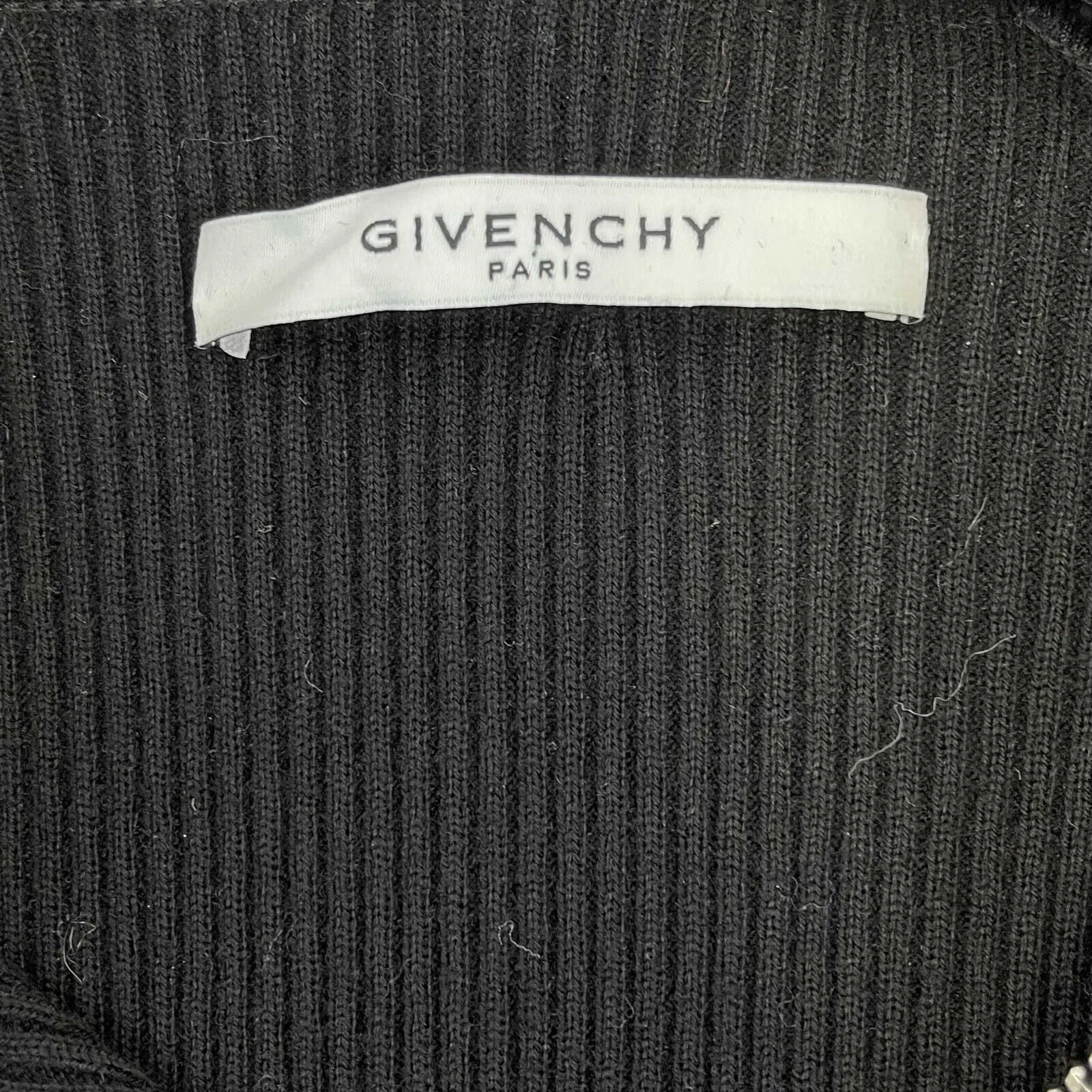 Givenchy - Knit Racer Striped Black Dress Zip Up Large Collar -Black Dress - S