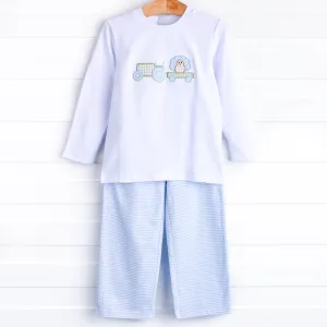 Gobble Gang Applique Pant Set, Blue