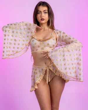 Gold Galaxy Ruffle Shrug