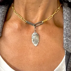 Gold Link Chain with Double Paper Clip in Silver