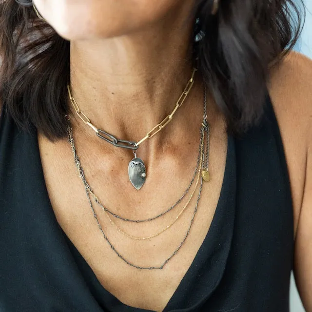 Gold Link Chain with Double Paper Clip in Silver