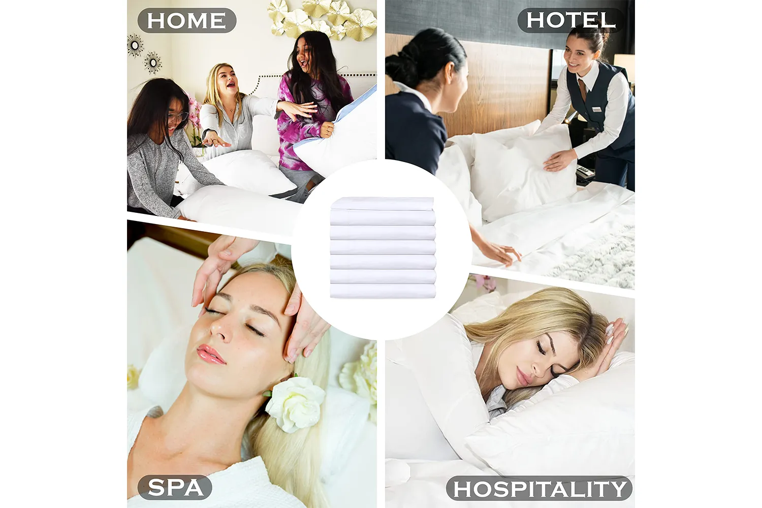 GOLD TEXTILES 24 Pack Fitted Sheet Bright White T-200 Percale Hotel Linen, Soft and Comfortable
