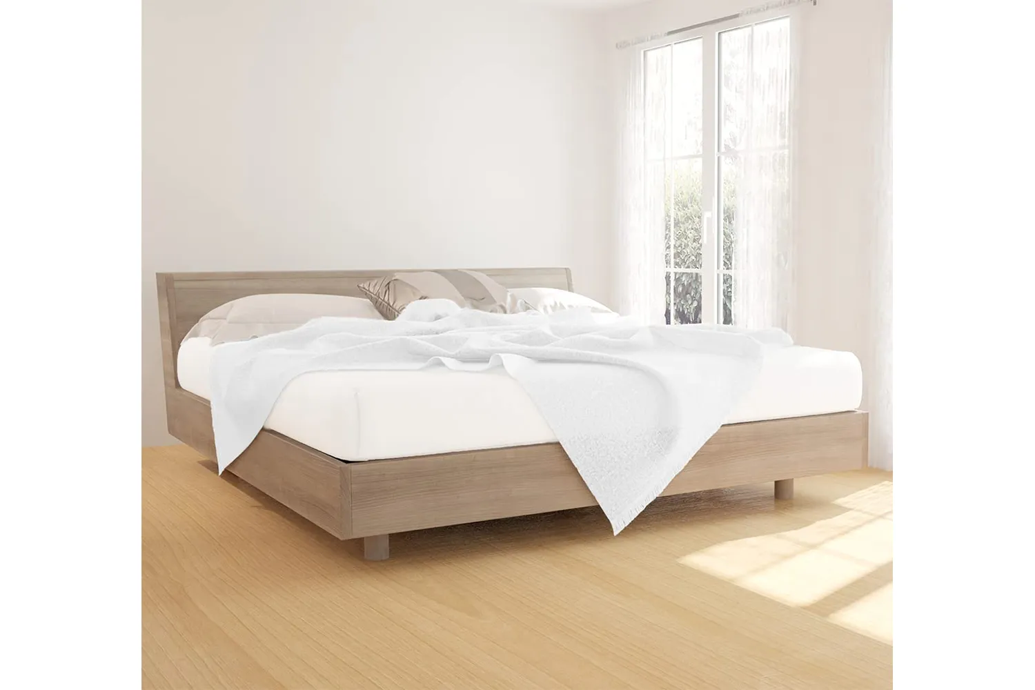 GOLD TEXTILES 24 Pack Fitted Sheet Bright White T-200 Percale Hotel Linen, Soft and Comfortable