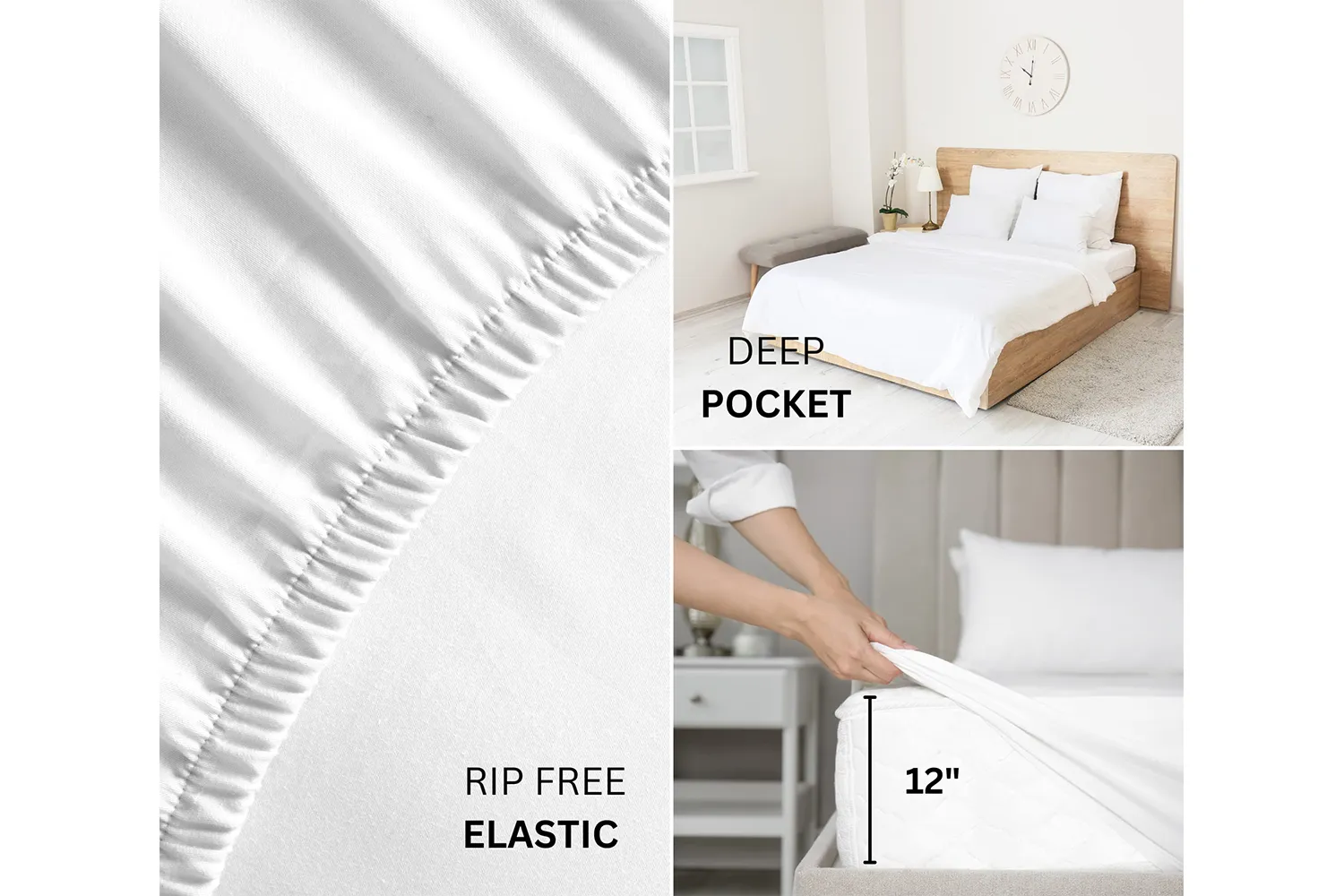 GOLD TEXTILES 24 Pack Fitted Sheet Bright White T-200 Percale Hotel Linen, Soft and Comfortable