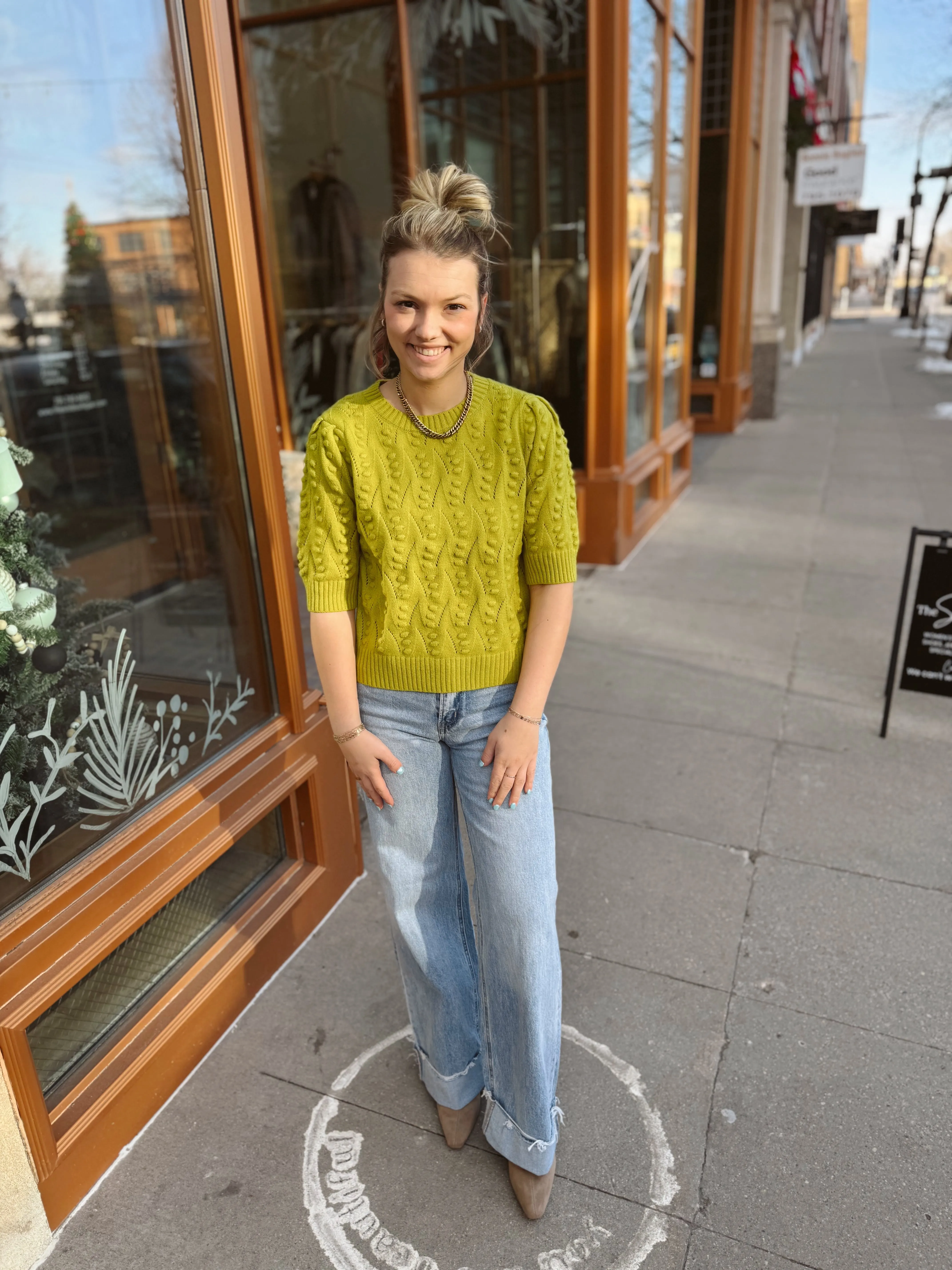 Golden Kiwi Short Sleeve Sweater