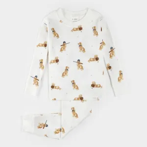 Golden Retriever Print on Off-White Infant PJ Set