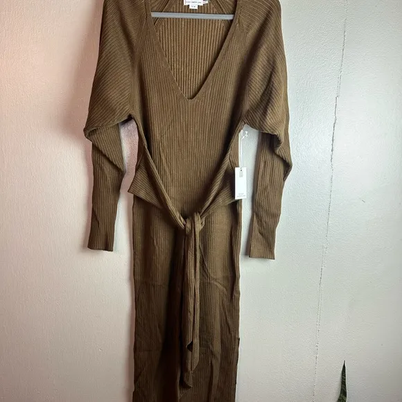 Good American Chocolate Belted Body Dress Sz 1/2 (small-medium)