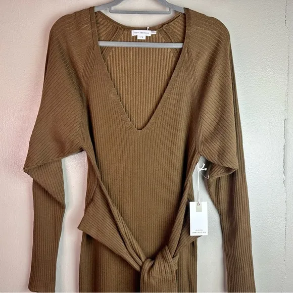 Good American Chocolate Belted Body Dress Sz 1/2 (small-medium)