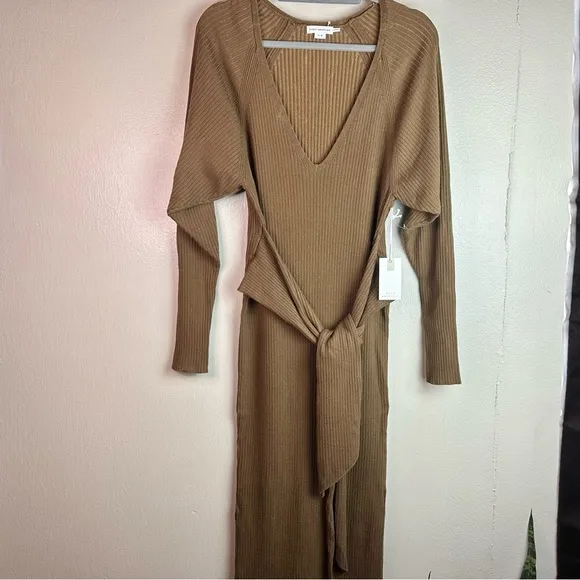 Good American Chocolate Belted Body Dress Sz 1/2 (small-medium)