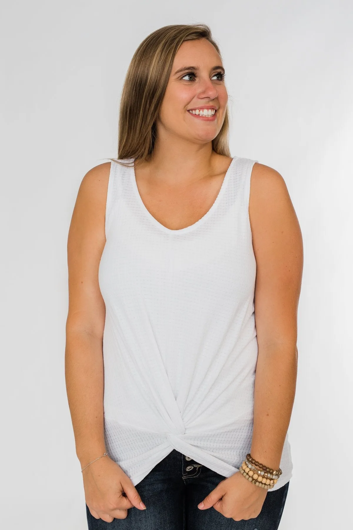 Good Together Twist Tank Top- White