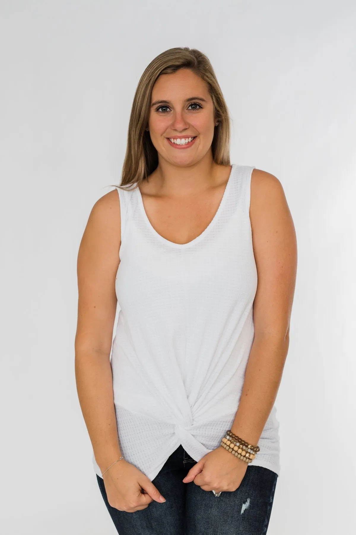 Good Together Twist Tank Top- White