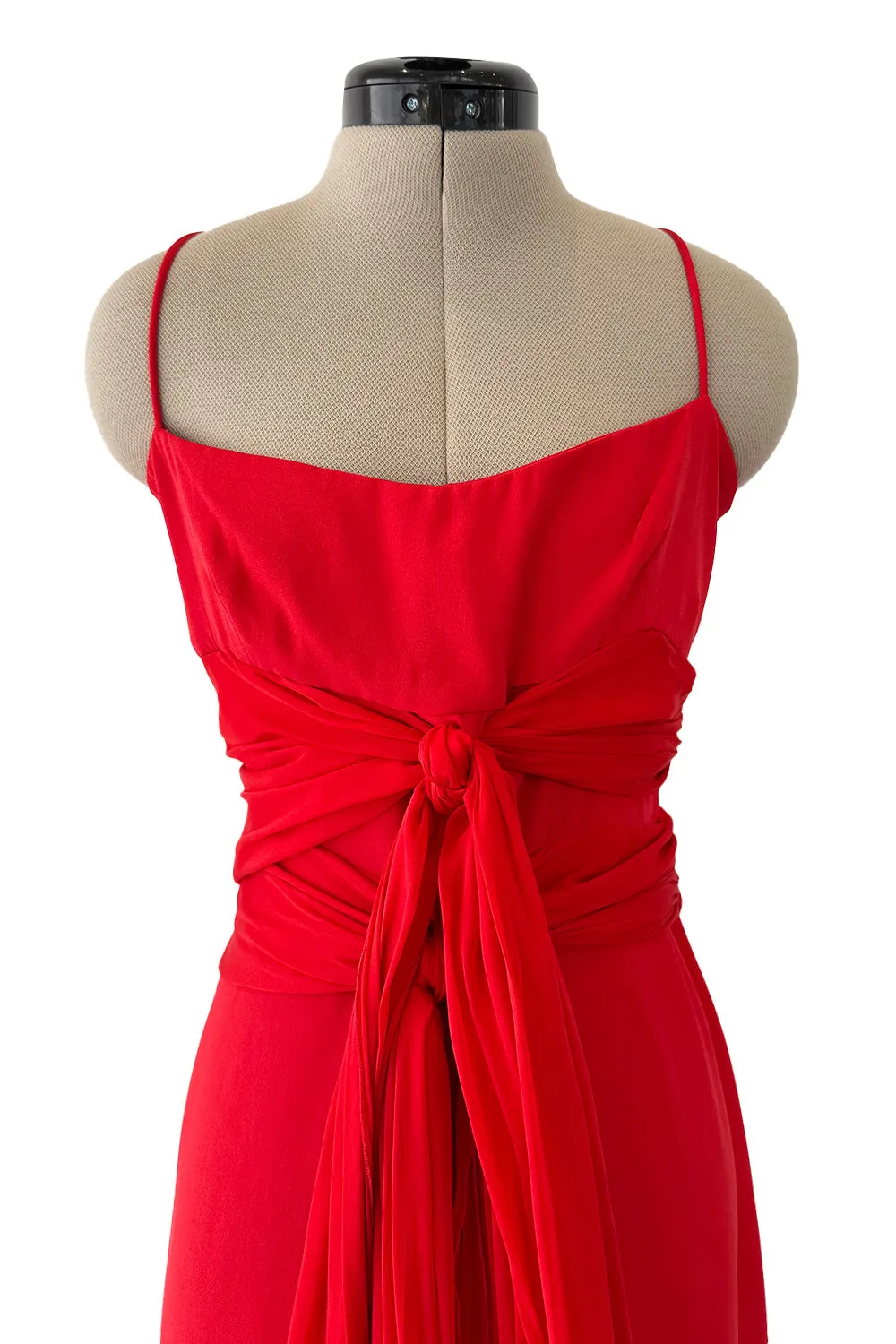 Gorgeous Spring 2003 Valentino Look 64 Red Silk Dress w Silk Chiffon Ties