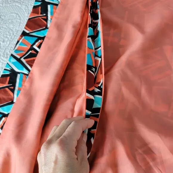 Graphic Geometrics Mid Century Mod Pink 60s Psychedelic Long Coat Handmade Teal