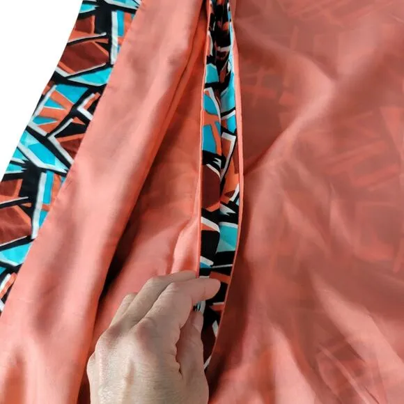 Graphic Geometrics Mid Century Mod Pink 60s Psychedelic Long Coat Handmade Teal