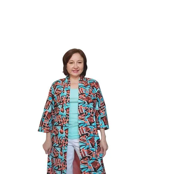 Graphic Geometrics Mid Century Mod Pink 60s Psychedelic Long Coat Handmade Teal