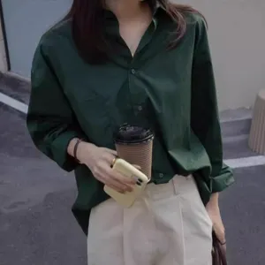 Green Oversized Poplin Shirt