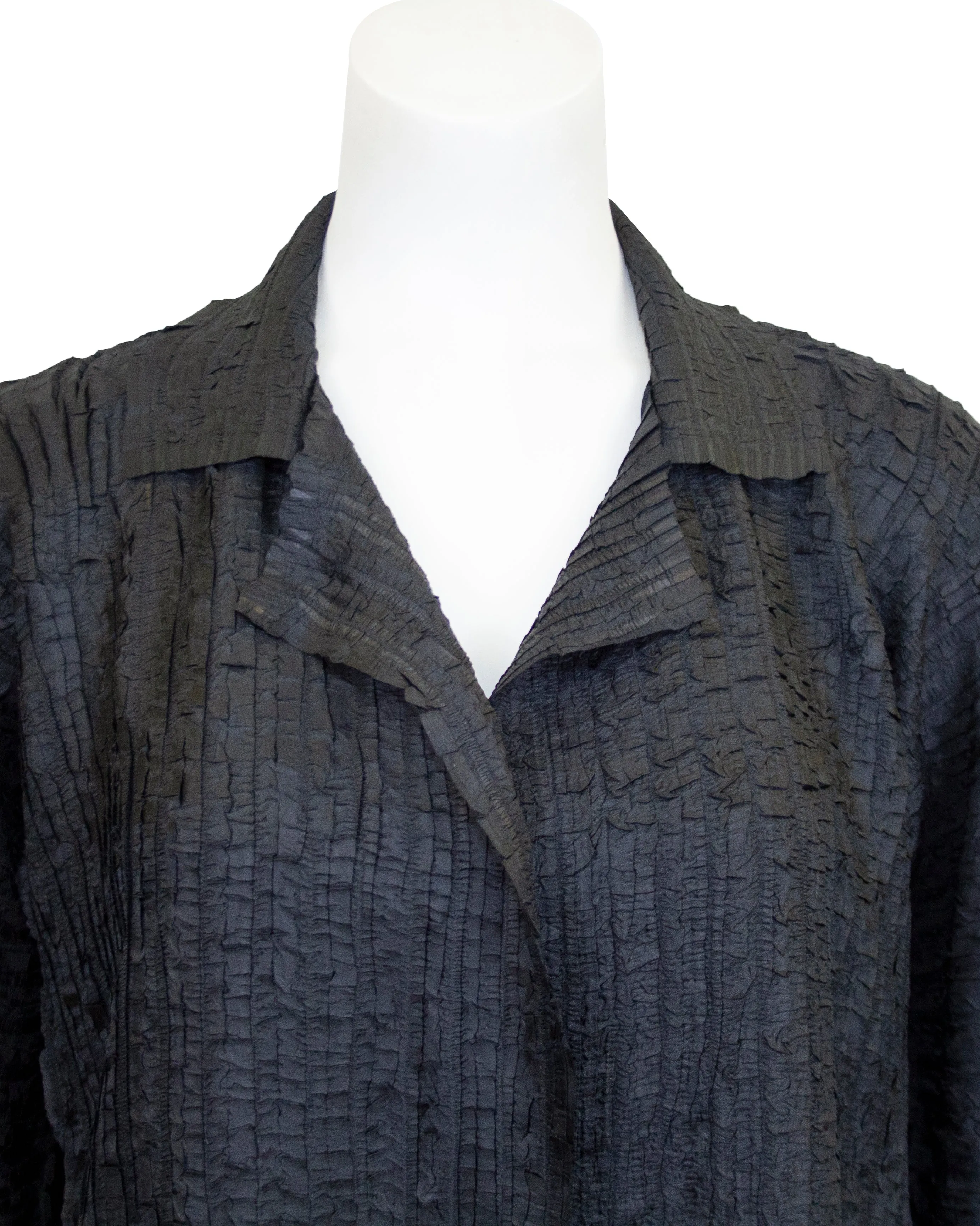 Grey Pleated Fabric Duster
