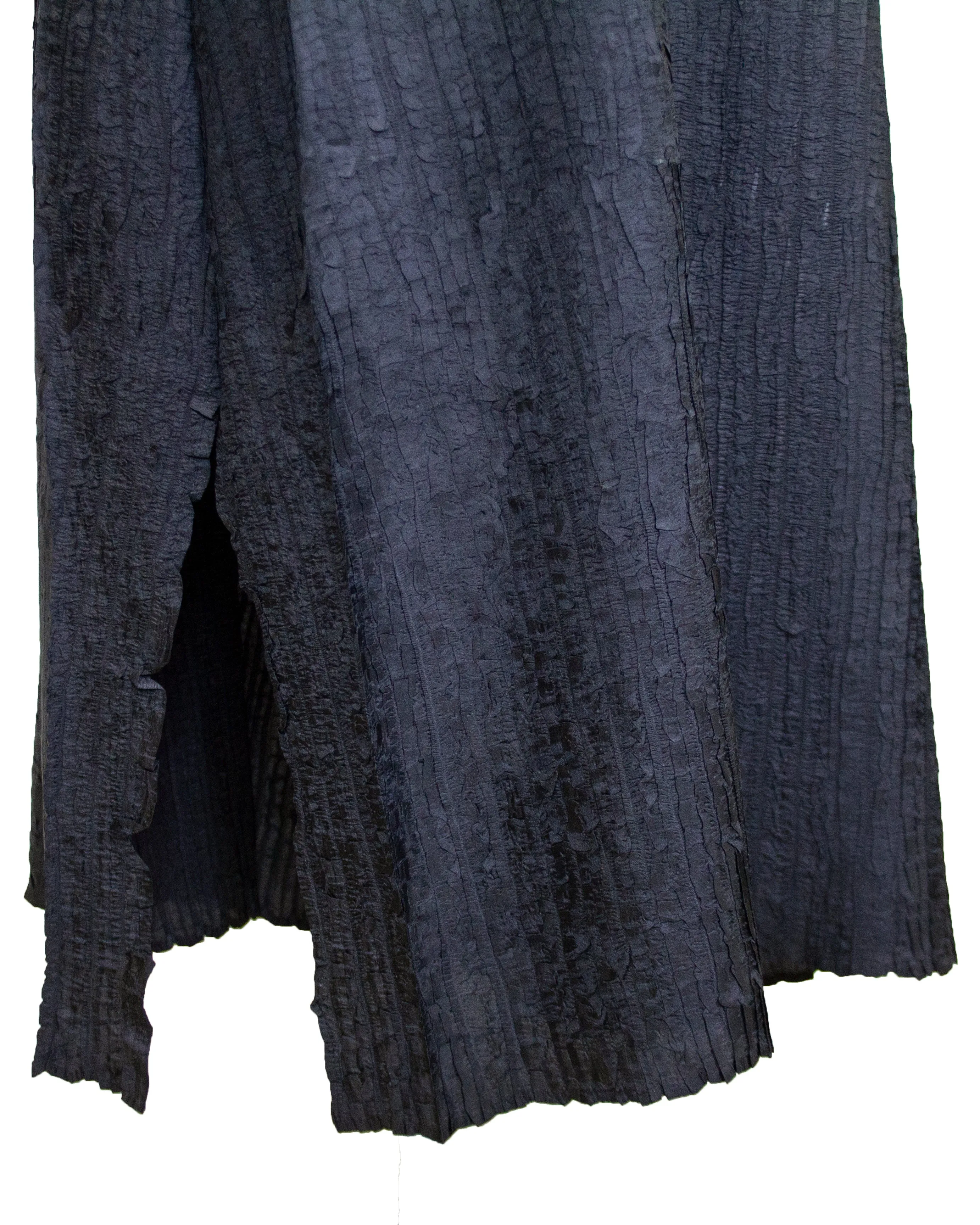 Grey Pleated Fabric Duster