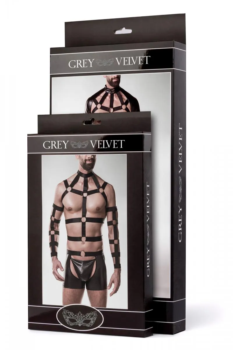 Grey Velvet Mens Harness Set