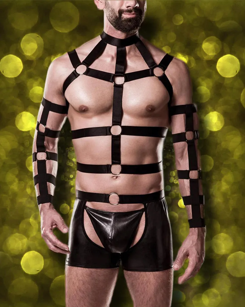 Grey Velvet Mens Harness Set
