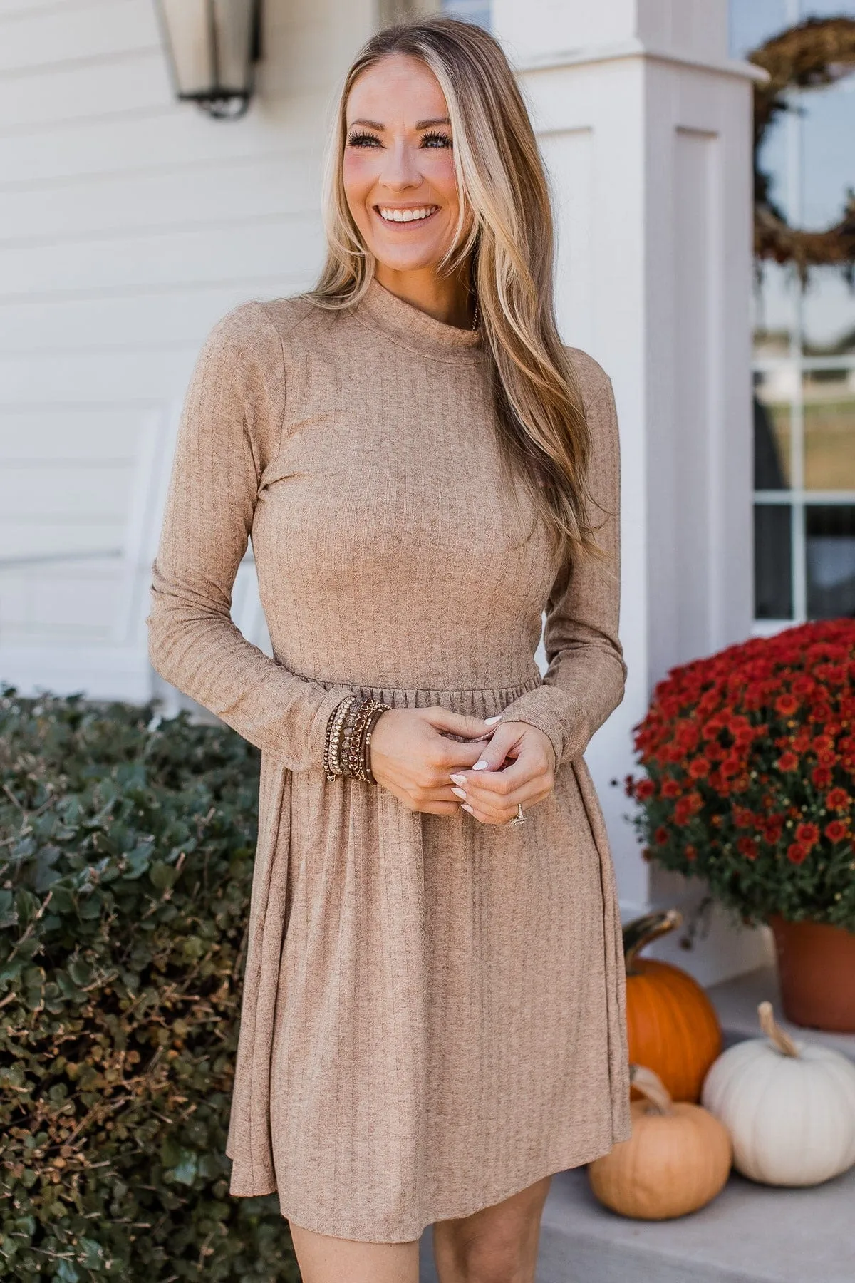 Growing Gratitude Knit Dress- Mocha