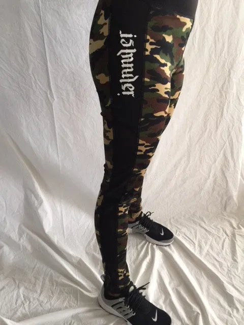 GU ISLANDER PALM CAMO MESH YOGA PANTS