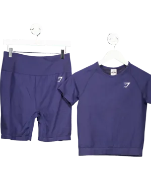 gymshark Blue Vital Seamless Shorts & Vital Seamless Tight T-shirt UK XL