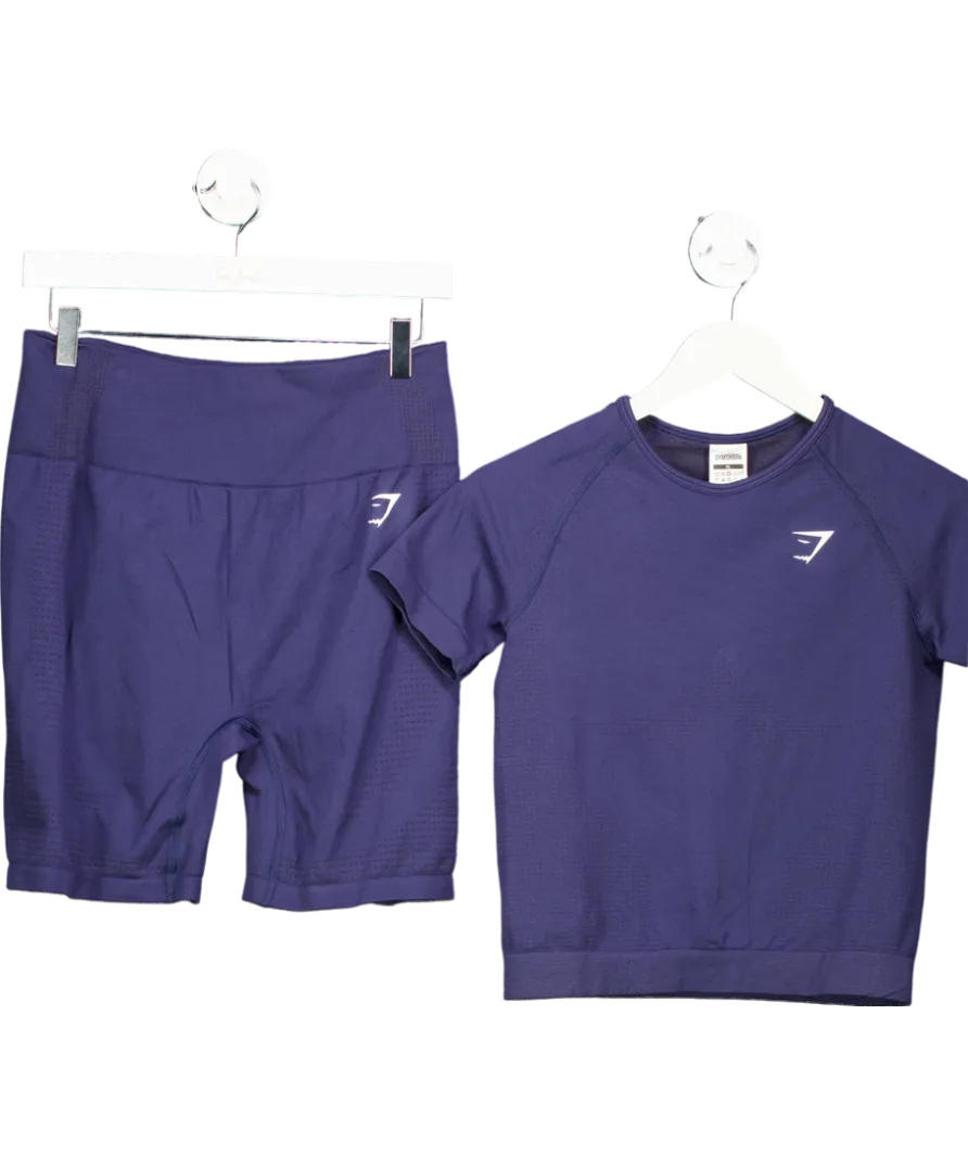 gymshark Blue Vital Seamless Shorts & Vital Seamless Tight T-shirt UK XL