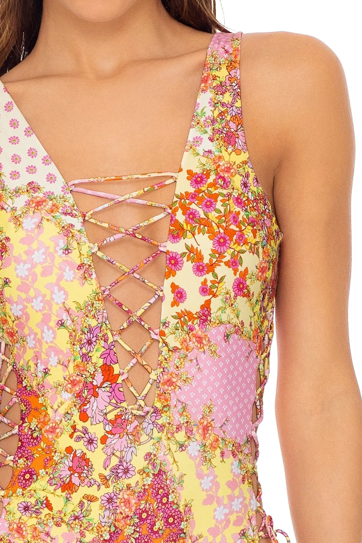 GYPSY DREAM - Open Side One Piece Bodysuit • Buttercream