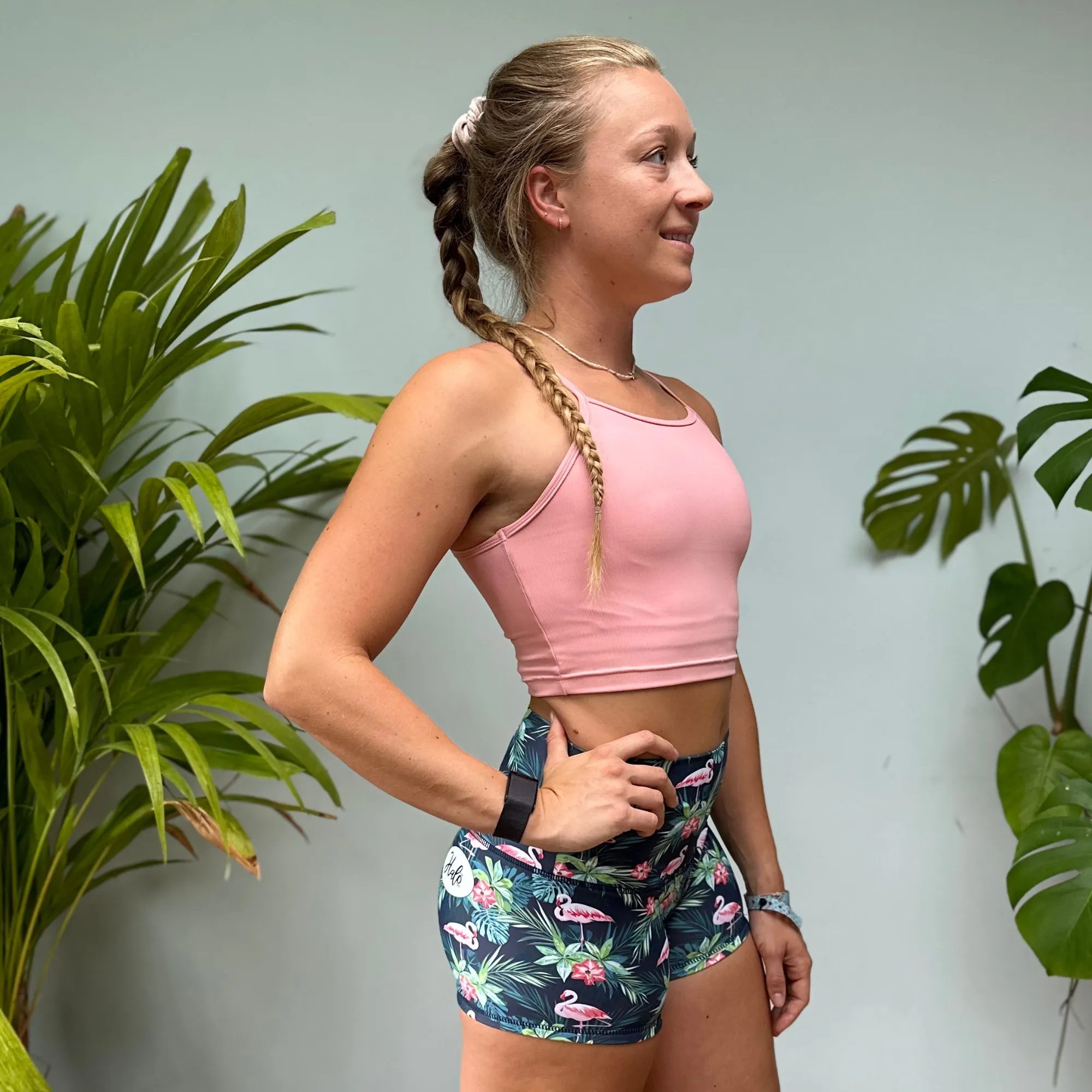 Halo Sandstorm Ribbed Tank Bra in Powder Pink