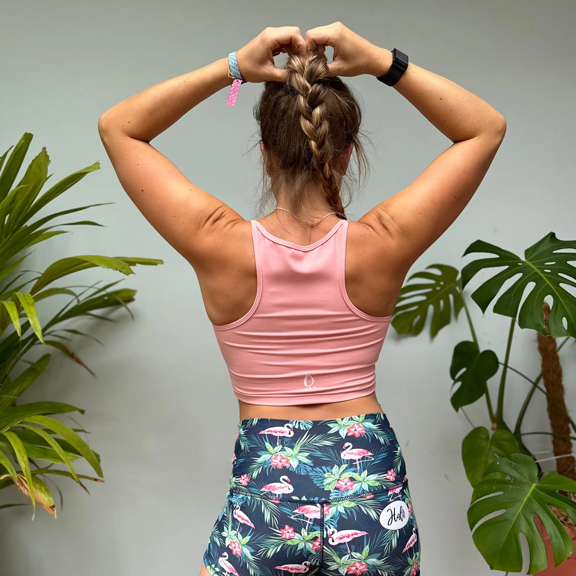Halo Sandstorm Ribbed Tank Bra in Powder Pink