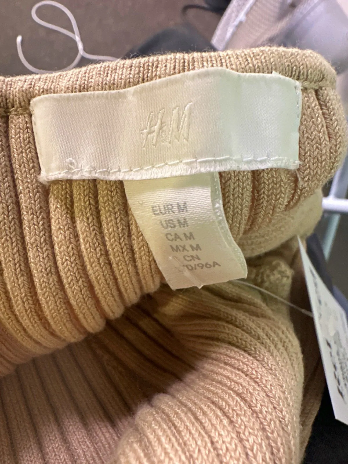 H&M Beige Ribbed Knit Dress UK M