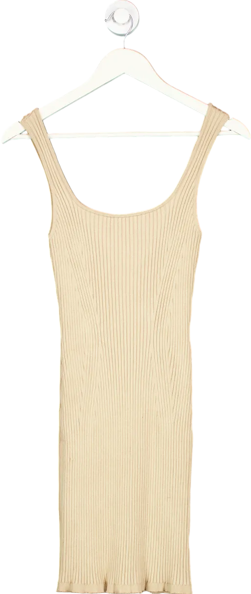 H&M Beige Ribbed Knit Dress UK M