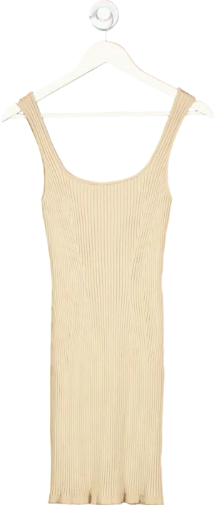 H&M Beige Ribbed Knit Dress UK M