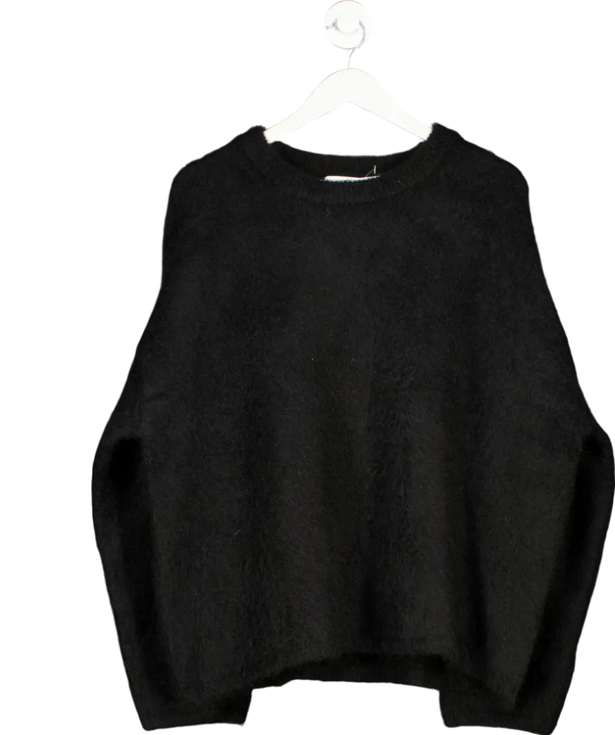 H&M Edition Black Fuzzy Oversized Mohair Blend Jumper UK XL