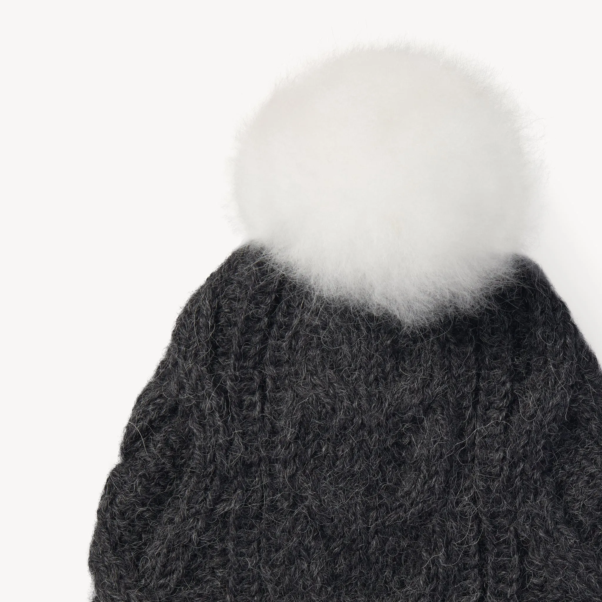 Hand-Knit Alpaca Pom Pom Hat