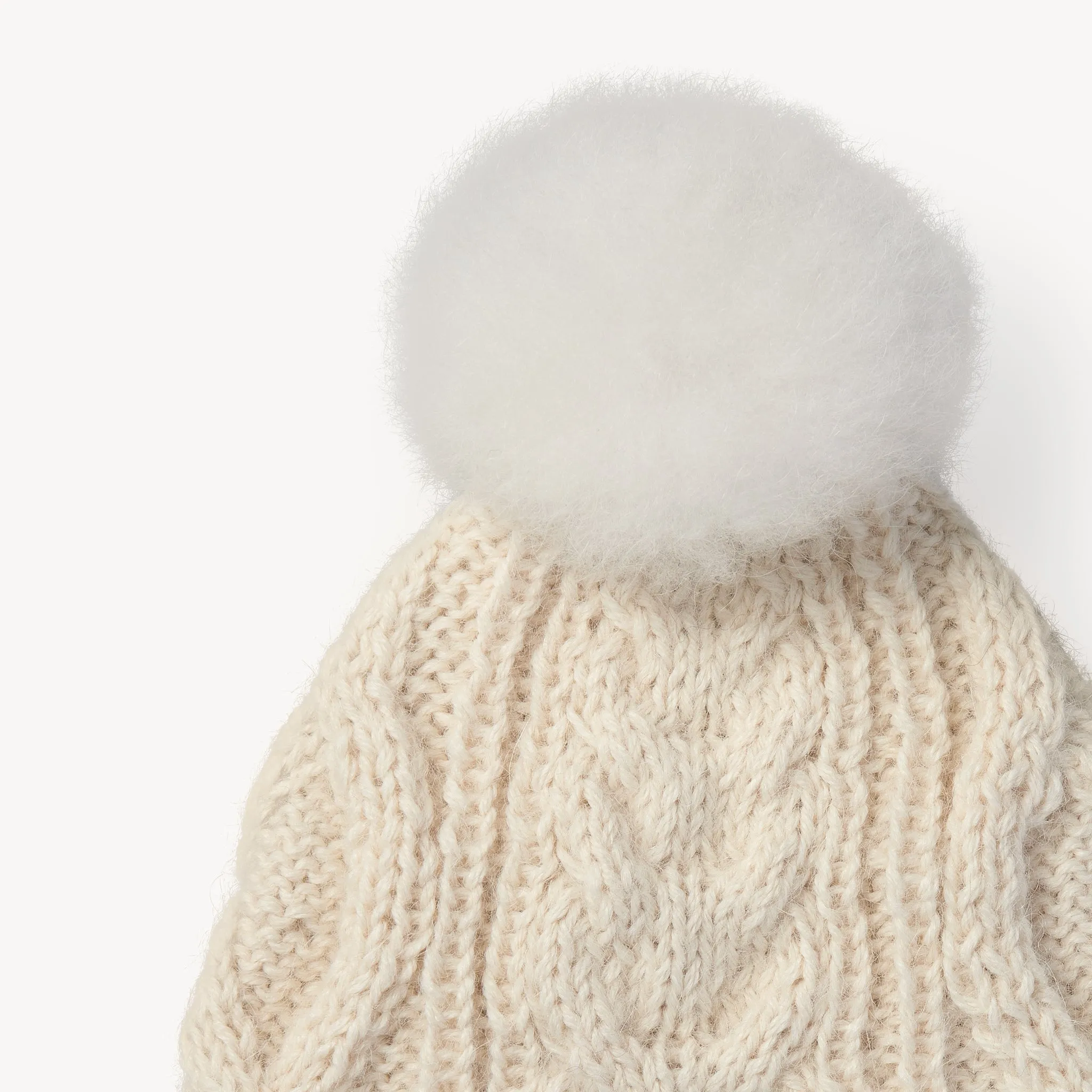 Hand-Knit Alpaca Pom Pom Hat