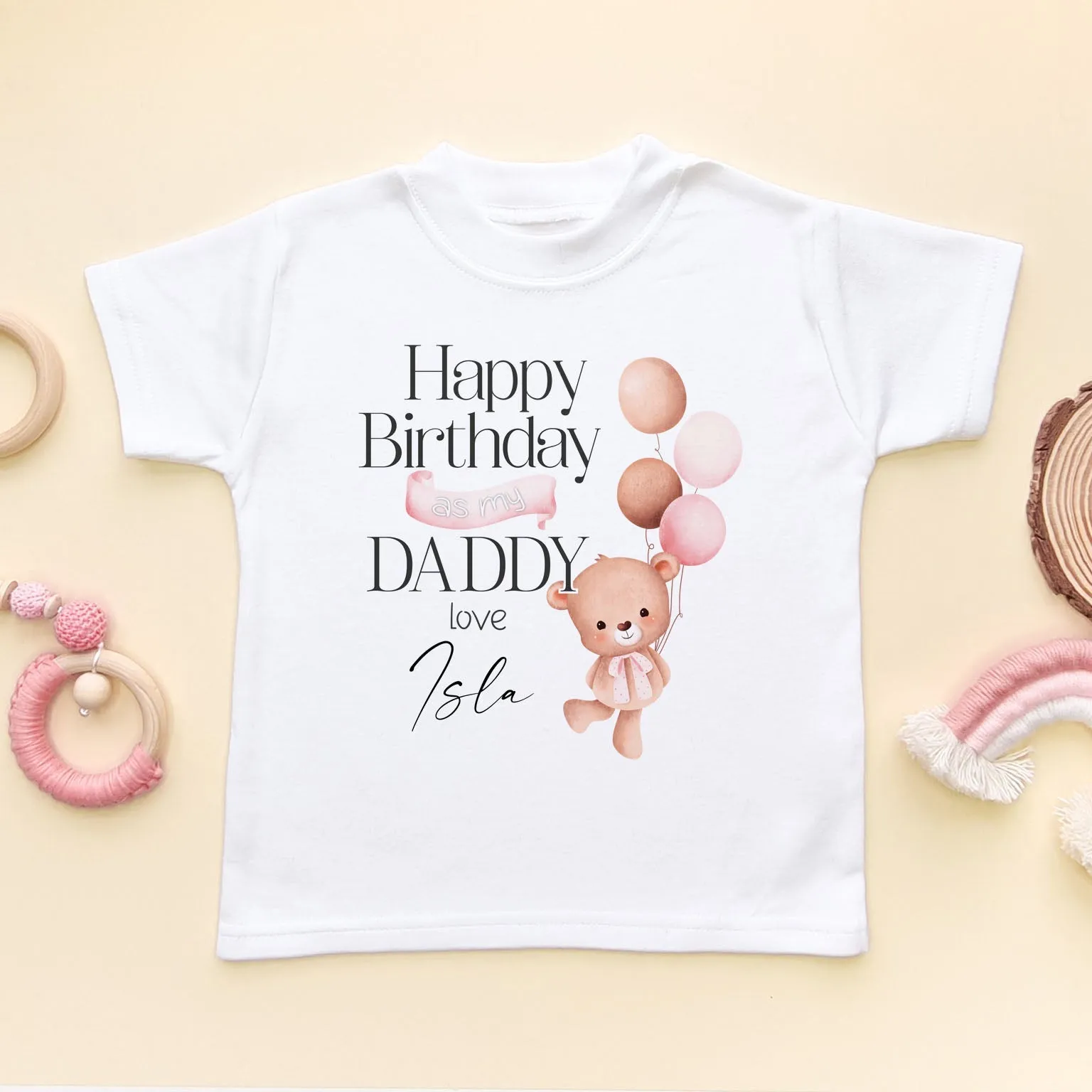 Happy Birthday Daddy (Girl) Personalised Toddler T Shirt