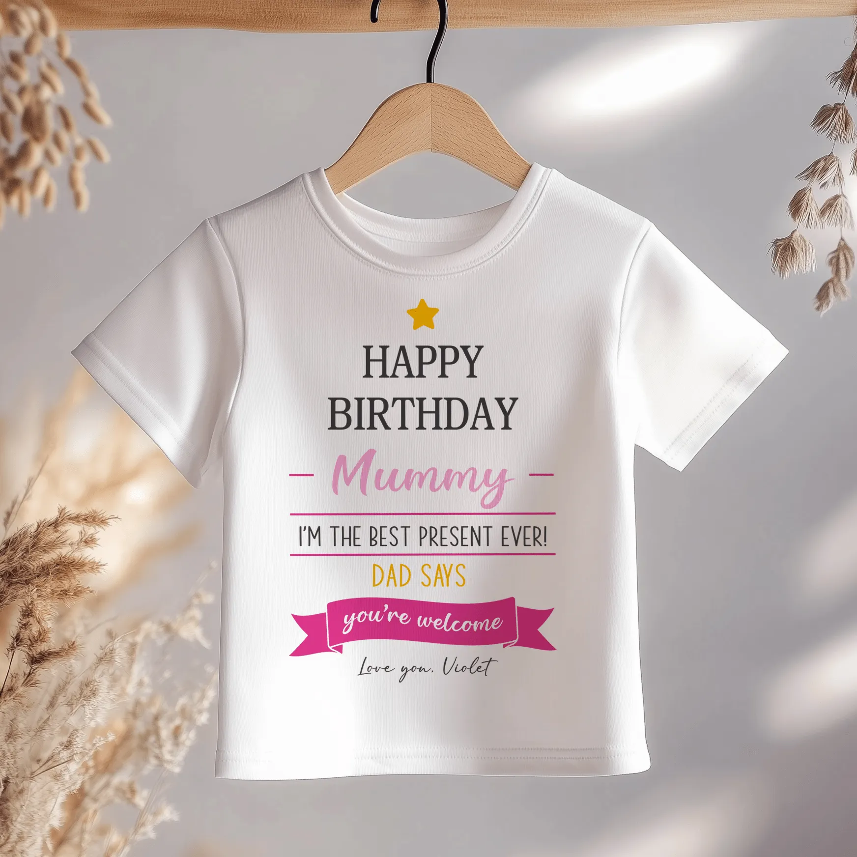 Happy Birthday Mummy Quote Girl Personalised Toddler & Kids T Shirt